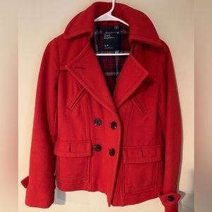 American Eagle Outfitters Red Wool Peacoat Women’s Small